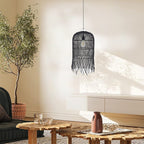 Lámpara colgante ratán negro Ø33x61 cm E27 - PLLC0004