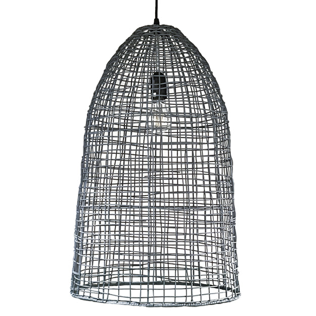 Lámpara colgante ratán gris Ø39x61 cm E27 - PLLC0010