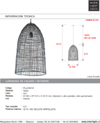 Lámpara colgante ratán gris Ø39x61 cm E27 - PLLC0010