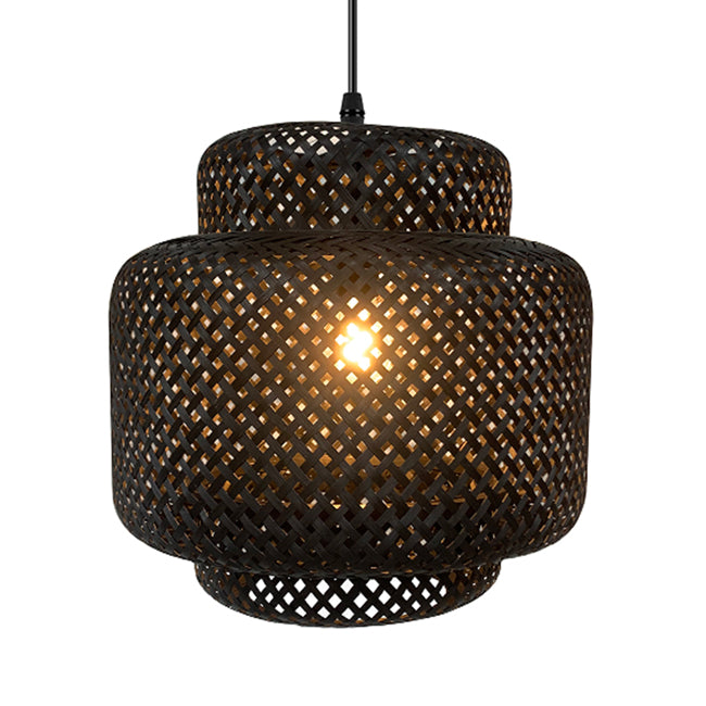 Lámpara colgante ratán negro Ø38x36 cm E27 - PLLC0022