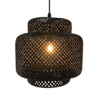 Lámpara colgante ratán negro Ø38x36 cm E27 - PLLC0022