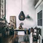 Lámpara colgante ratán negro Ø60x68 cm E27 - PLLC0025