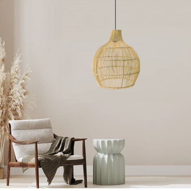 Lámpara colgante ratán natural Ø60x65 cm E27 - PLLC0028