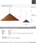 Lámpara colgante ratán natural Ø68x27 cm E27 - PLLC0033