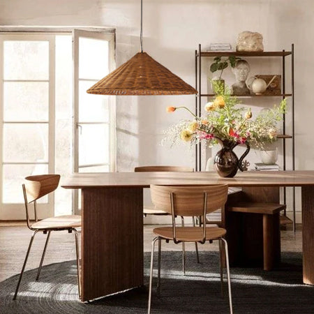 Lámpara colgante ratán natural Ø68x27 cm E27 - PLLC0033