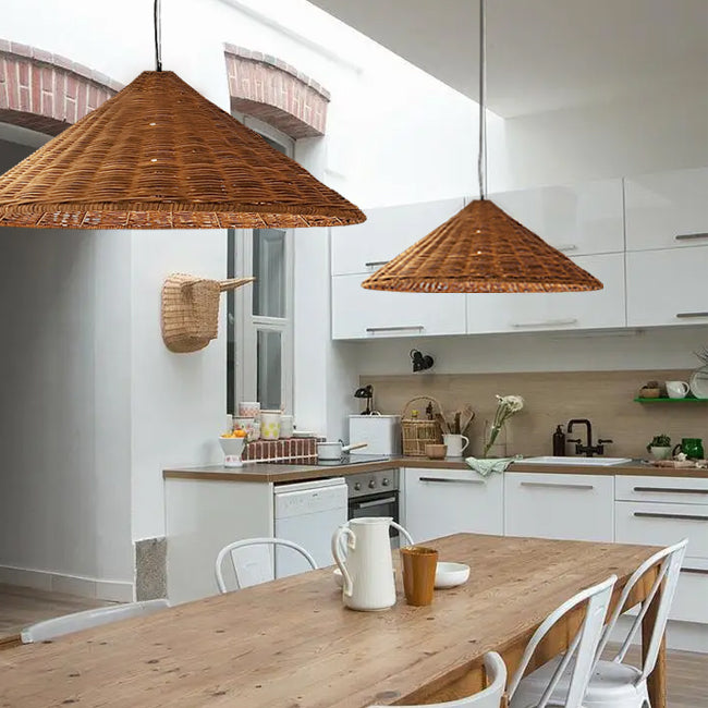Lámpara colgante ratán natural Ø68x27 cm E27 - PLLC0033