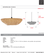 Lámpara colgante ratán natural Ø60x16 cm E27 - PLLC0034
