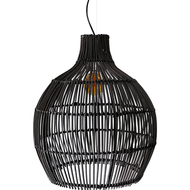 Lámpara colgante ratán negro Ø50x55 cm E27 - PLLC0038