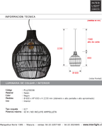Lámpara colgante ratán negro Ø50x55 cm E27 - PLLC0038