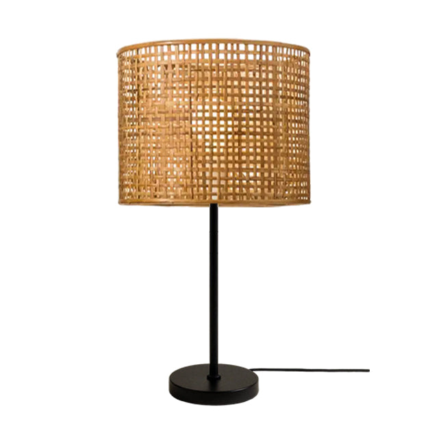 Lámpara sobremesa metal negro ratán natura Ø35,5x58 cm E27 - PLLS0003