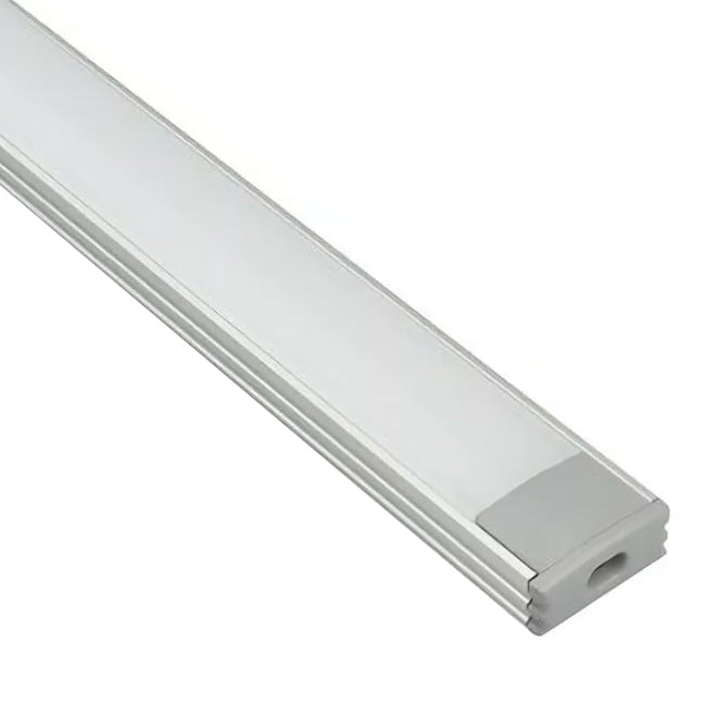 Perfil sobrepuesto para cinta LED aluminio con difusor policarbonato opal  2 Metros - PRPE0002