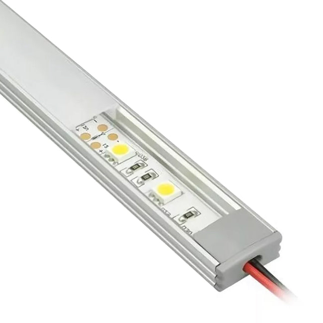 Perfil sobrepuesto para cinta LED aluminio con difusor policarbonato opal  2 Metros - PRPE0002