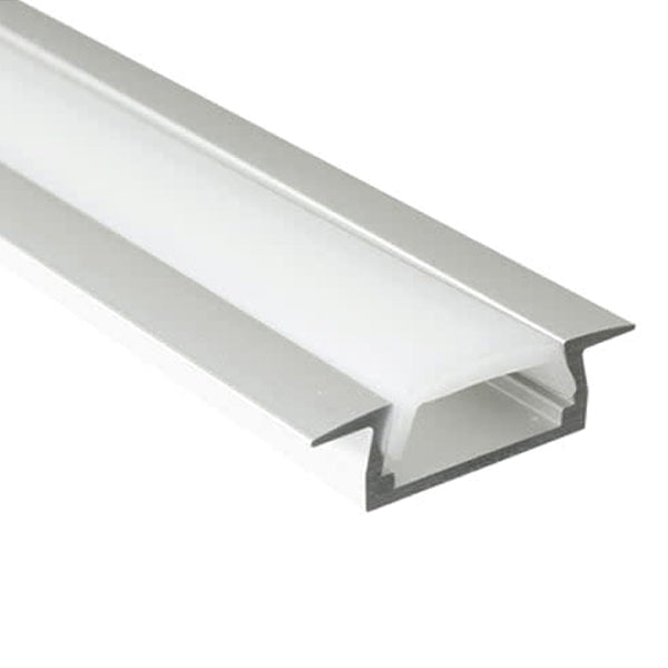 Perfil embutida de aluminio con difusor policarbonato opal para cinta LED 2 Metros - PRPE0005