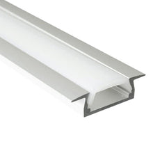 Cargar imagen en el visor de la galería, Perfil embutida de aluminio con difusor policarbonato opal para cinta LED 2 Metros - PRPE0005
