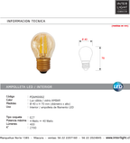 Ampolleta filamento vintage ámbar miniglobo Ø4x7 cm LED E27 - PZAM0002
