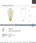Ampolleta transparente vintage luz cálida LED 6W E27 - PZAM0004