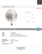 Ampolleta jumbo vintage vidrio humo luz cálida LED 6W E27 - PZAM0008