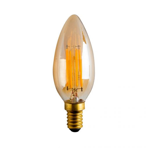 Ampolleta led vidrio ambar vela 4W E14 - PZAM0020