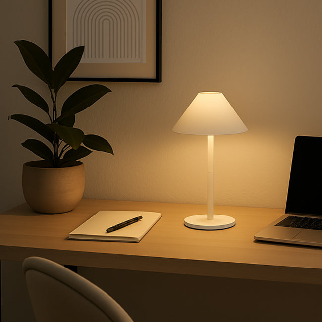 Lámpara sobremesa recargable metal blanco Ø12,5x28cm  6W LED - PZLS0001