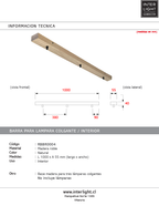 Base de madera para lámpara colgante 100cm 10x50x10cm - 3 perforaciones  - RBBR0004