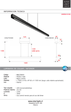 Lámpara colgante madera roble negra carbón 1,60 mt. LED 25,5W - RBLC0005