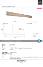 Lámpara colgante Madera Lenga 130CM LED 17W - RBLC0007