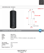 Lámpara colgante madera negro carbón 25CM 7W LED - RBLC0024