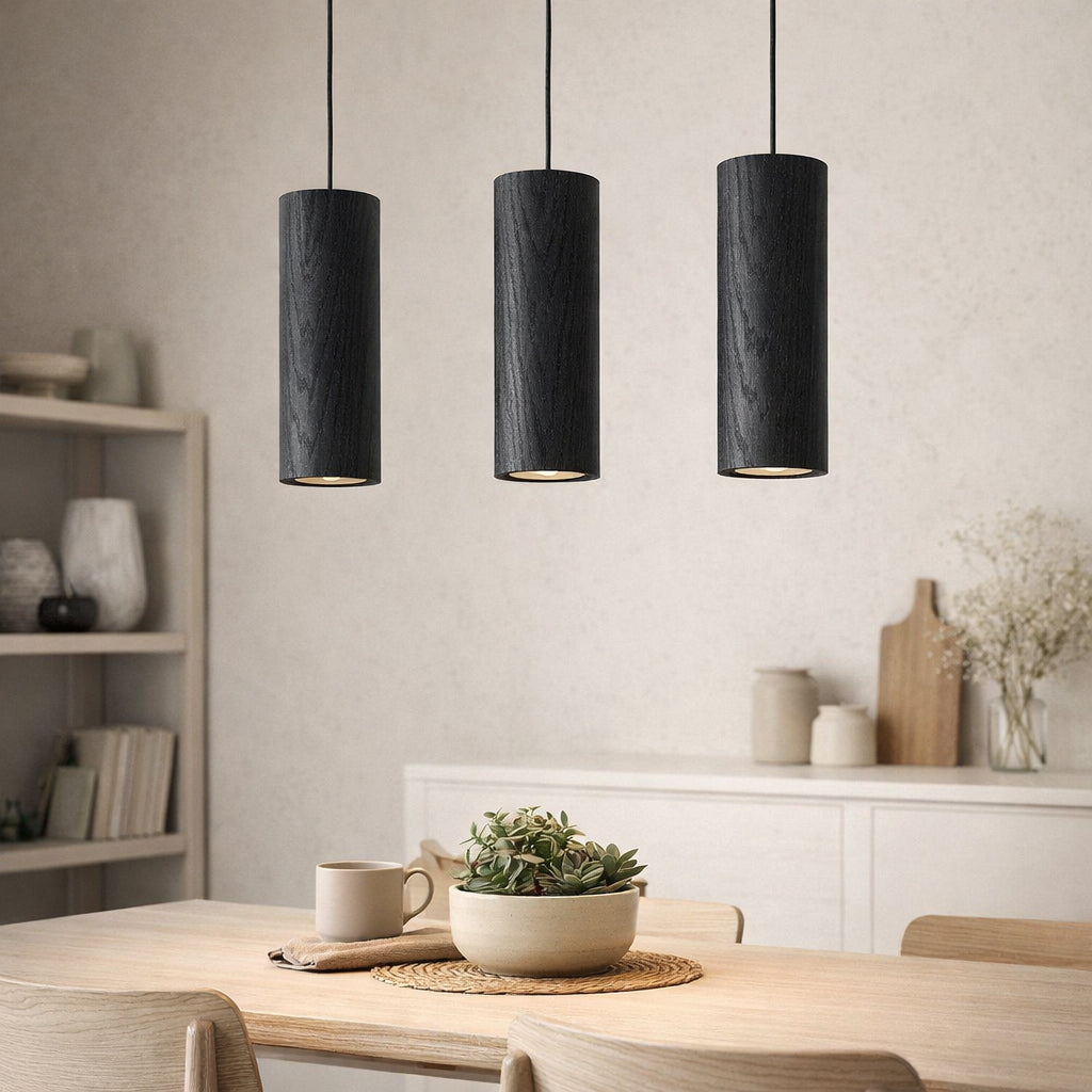 Lámpara colgante madera negro carbón 25CM 7W LED - RBLC0024