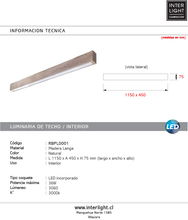 Cargar imagen en el visor de la galería, Plafón madera lenga 115cm 36W 3000k - RBPL0001
