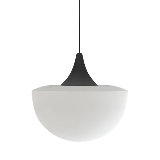 Lámpara colgante metal negro vidrio opal Ø22cm E27 - RILC0012