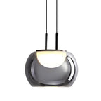 Lámpara colgante metal negro vidrio humo 19cm 5W LED - RILC0014