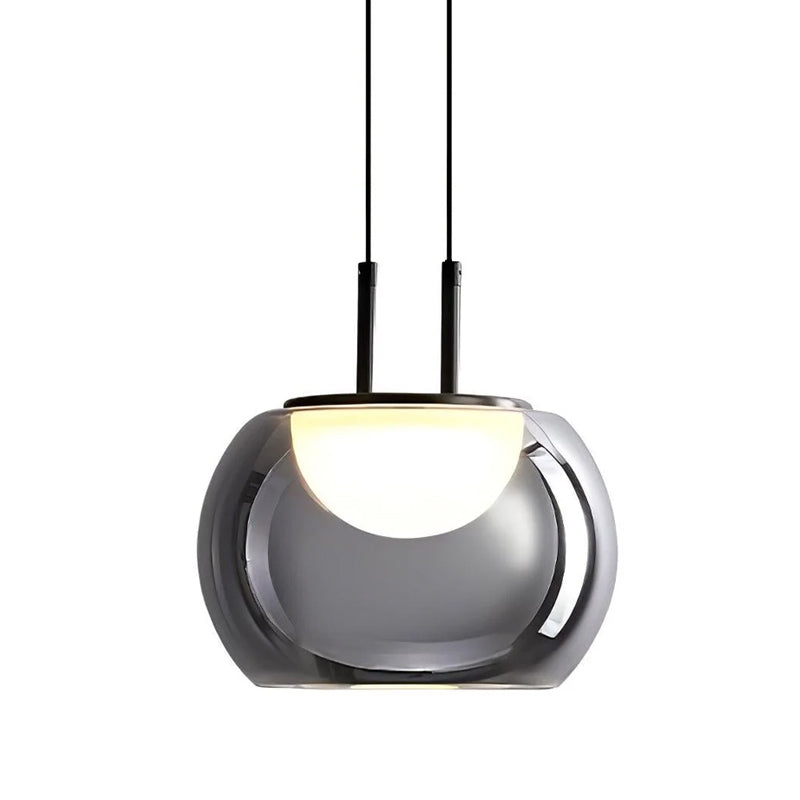 Lámpara colgante metal negro vidrio humo 19cm 5W LED - RILC0014