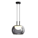 Lámpara colgante metal negro vidrio humo 19cm 5W LED - RILC0014