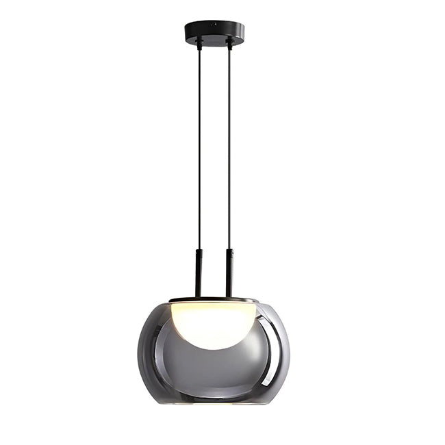 Lámpara colgante metal negro vidrio humo 19cm 5W LED - RILC0014