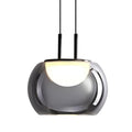 Lámpara colgante metal negro vidrio humo Ø25cm 5W LED - RILC0015