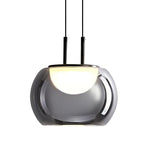 Lámpara colgante metal negro vidrio humo Ø25cm 5W LED - RILC0015