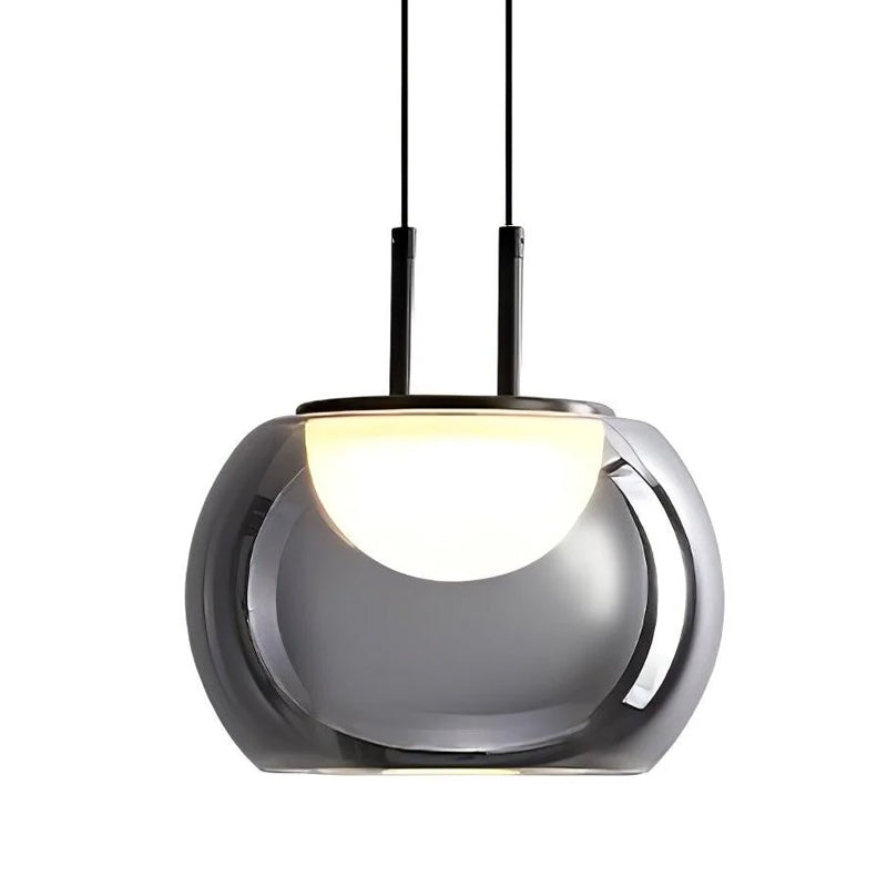 Lámpara colgante metal negro vidrio humo Ø25cm 5W LED - RILC0015