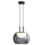 Lámpara colgante metal negro vidrio humo Ø25cm 5W LED - RILC0015