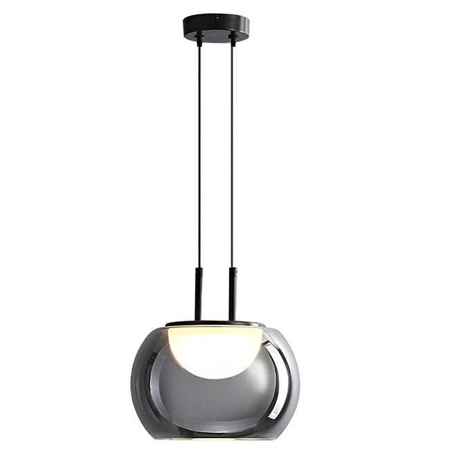 Lámpara colgante metal negro vidrio humo Ø25cm 5W LED - RILC0015