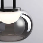 Lámpara colgante metal negro vidrio humo 19cm 5W LED - RILC0014