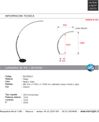 Lámpara de pie arco metal negro Ø32x95x1,69 cm LED 18W - RILP0021