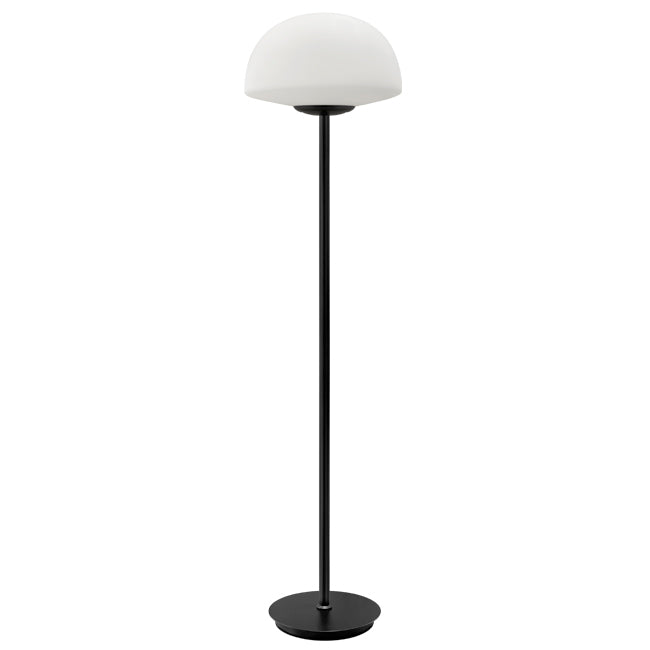 Lámpara de pie metal negro vidrio opal - RILP0029