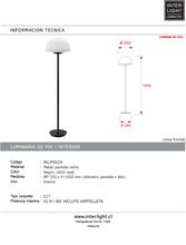 Cargar imagen en el visor de la galería, Lámpara de pie metal negro vidrio opal - RILP0029
