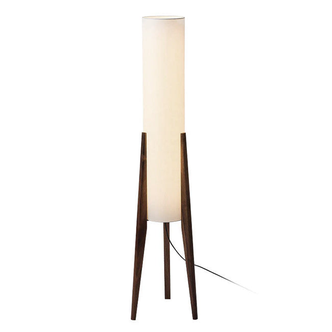 Lámpara de pie madera café pantalla blanca Ø23x128 cm E27 - RILP0031