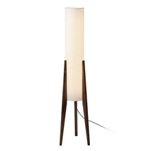 Cargar imagen en el visor de la galería, Lámpara de pie madera café pantalla blanca Ø23x12,8 cm E27 - RILP0031
