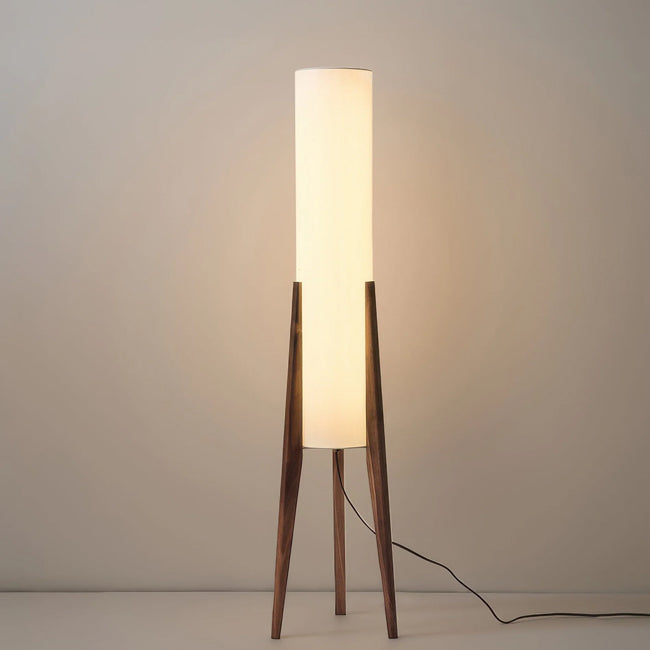Lámpara de pie madera café pantalla blanca Ø23x128 cm E27 - RILP0031