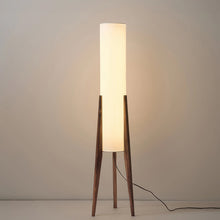 Cargar imagen en el visor de la galería, Lámpara de pie madera café pantalla blanca Ø23x12,8 cm E27 - RILP0031
