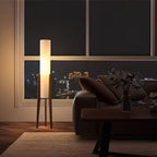 Lámpara de pie madera café pantalla blanca Ø23x128 cm E27 - RILP0031