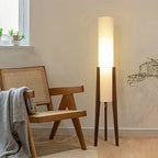 Lámpara de pie madera café pantalla blanca Ø23x128 cm E27 - RILP0031