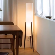 Cargar imagen en el visor de la galería, Lámpara de pie madera café pantalla blanca Ø23x12,8 cm E27 - RILP0031
